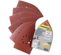kwb Papier abrasif multi-usages 107x175 mm en corindon supérieur de granulométrie 60, 120, 180, changement sans outil, encollage résine et support papier renforcé pour le bois et le métal