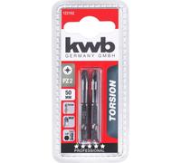 kwb 2 x bits 50 mm PZ 2 torsion 122152 (TQ 60 en acier, de torsion, ISO 1173, lecteur C6.3)