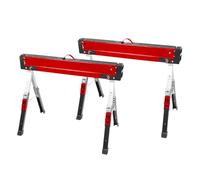 kwb 2 pièces jeu de tréteaux | Acier | pieds réglables 990 à 1080 mm | support antidérapant | supports bois équarri | pieds pliables | poignée transport