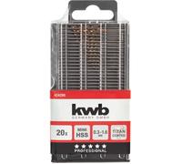 kwb 424290 Titane HSS Jeu de forets pour le métal 20 pièces 0.3 mm, 0.35 mm, 0.4 mm, 0.45 mm, 0.5 mm, 0.55 mm, 0.6 mm, 0.65 mm