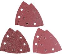 kwb Triangles abrasifs 93 mm en corindon supérieur avec granulométrie 40, 120, 240, changement sans outil, encollage résine synthétique et support papier renforcé, pour le ponçage du bois et du métal
