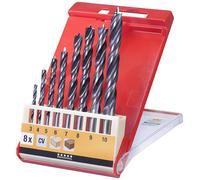 kwb CV Jeu de mèches à bois - Mèches hélicoïdales à bois pour bois dur et tendre, 8 pièces, Ø 3-10 mm.