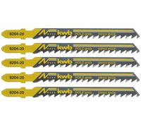 kwb Lames de scie sauteuse pour le bois en acier HCS flexible avec tige à une came (tige en T), denture en plongée, épaisseur de lame extra-épaisse, tranchant durable, laquées noir, grossières