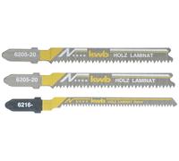 kwb 622320 SET de lames de scie sauteuse, LAMINÉ, travail du bois, bi-métal, 2 x fins, 1 x courbe 3 pc(s)