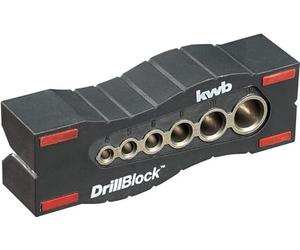 kwb Aide au perçage/gabarit de perçage Ø 4-12 mm DrillBlock pour des perçages à angle droit et précis sur les surfaces, les matériaux ronds et les arêtes, y compris les Grip-Points