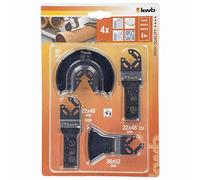 kwb AKKU-TOP Multitool Lames de scie - Jeu d'outils, 4 pièces, y compris lame de scie plongeante CV, lame de scie segmentée semi-circulaire HSS et spatule