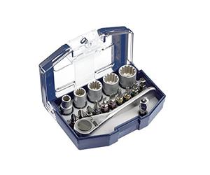 kwb Bit-Box - 17 pièces y compris embouts, cliquet réversible à emmanchement hexagonal 1/4 pouce dans un boîtier plastique robuste avec clip ceinture