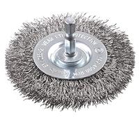kwb Brosse à disque, grossière, fil d'acier inoxydable, Ø 75 mm pour métal et pierre, brosse métallique pour perceuse, y compris tige hexagonale E6.3, pour dérouiller, décalaminer