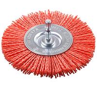 kwb Brosse à disque, grossière, nylon abrasif, Ø 100 mm pour le bois, le métal et les métaux non ferreux, brosse en nylon pour perceuse, y compris tige hexagonale E6.3, pour poncer, structurer