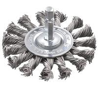 kwb Brosse à disque grossière, torsadée, fil d'acier HSS, Ø 70 mm pour métal et pierre, brosse métallique pour perceuse, y compris tige hexagonale E6.3, pour dérouiller, décalaminer