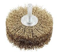 kwb Brosse à structure bois, revêtue de laiton, fine, ondulée, fil d'acier HSS, Ø 80 mm pour le métal et le bois, brosse métallique pour perceuse, y compris tige hexagonale E6.3