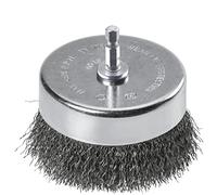 kwb Brosse boisseau extra lourde, grossière, ondulée, fil d'acier HSS, Ø 75 mm pour métal et pierre, brosse métallique pour perceuse y compris tige hexagonale E6.3, pour dérouiller, décalaminer