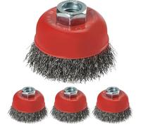 kwb Brosse boisseau pour meuleuse d'angle Ø 60 mm, filetage M14, en fil d'acier HSS ondulé, pour le métal et la pierre, pour nettoyer, décalaminer, rendre rugueux et dérouiller (Lot de 4)