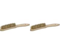 kwb Brosse métallique en laiton avec manche en bois 922740 (fil de laiton ondulé, résistant, longueur 275 mm) (Lot de 2)