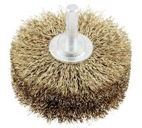 kwb Brosse à structure bois, revêtue de laiton, fine, ondulée, fil d'acier HSS, Ø 80 mm pour le métal et le bois, brosse métallique pour perceuse, y compris tige hexagonale E6.3