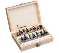 Kwb by Einhell Fraises pour Défonceuses (15 pièces, diamètre de tige 8 mm, dans un coffret en bois)