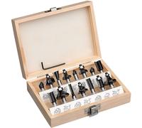 Kwb by Einhell Jeu de Fraise 8mm 15 Pièces Dans Coffret en Bois pour Routeur