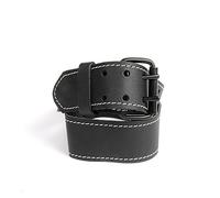 kwb Ceinture en cuir, cuir de bœuf robuste, double boucle, en noir, 115 cm, avec couture blanche, pour sacoches à outils, jeans, etc.