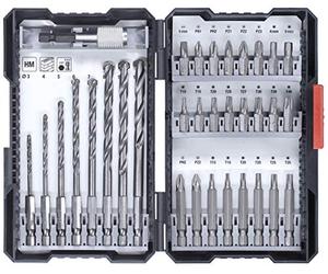 kwb Coffret de 33 pièces avec. tige hexagonale, 8 x forets à pierre HM et embouts PH, PZ et TX en kit, y compris porte-embouts