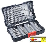 kwb Coffret de forets 39 pièces avec queue six pans, forets à métaux HSS, 2 x forets à pierre, 3 forets à bois, jeu d'embouts PH, PZ et Torx, y compris fraises à chanfreiner, porte-embouts et douilles