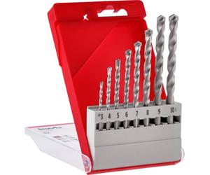 kwb Coffret Forets à Pierre 8 pcs 3-10 mm (Pointe Carbure, Spirale Fraisée, Acier C45, Queue Ronde, Compatibilité Universelle)