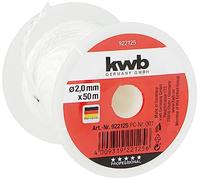 kwb Cordeau de maçon 50 mètres, Blanc, cordeau d'alignement pour Pavage et maçonnerie 2,0 mm, cordeau à Plomb pour diverses Applications, m x