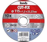 kwb CUT-FIX Disques à tronçonner - 115 x 1,2 Jeu de disques flexibles pour meuleuses d'angle, 10 pièces