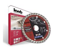 kwb CUT-FIX® Red-Line Disque à tronçonner diamanté ø 115 mm, avec turbo-band fritté, 9 trous secondaires, grande longévité, alésage 22,23 mm