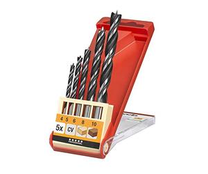 kwb CV Jeu de mèches à bois - Mèches hélicoïdales à bois pour bois dur et tendre, 5 pièces, Ø 4-10 mm.