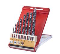 KWB Jeu de mèches à bois 514100 – Acier CV, hélicoïdales, 8 pièces Ø 3–10 mm pour bois dur et tendre