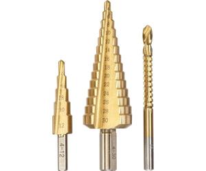 kwb Foret étagé, jeu de 3 pièces avec foret à fraiser, 1 x 4-12 mm et 4-30 mm, surface nitrurée au titane
