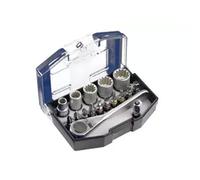 kwb Bit-Box - 17 pièces y compris embouts, cliquet réversible à emmanchement hexagonal 1/4 pouce dans un boîtier plastique robuste avec clip ceinture
