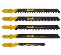 kwb Jeu de 5 lames de scie sauteuse pour bois, pour des coupes grossières, fines et propres, y compris lame de scie pour plan de travail courbe (Down-Cut) à queue en T S-20 / queue à une came