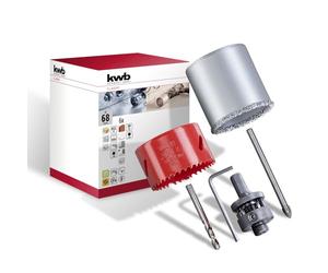 kwb Jeu de 6 scies cloches Ø 68 mm avec une bonne performance de coupe, une grande durée de vie, une dimension standard de 68 mm et des forets de centrage pour les travaux sur les prises électriques