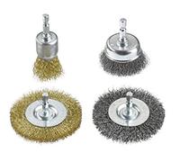 KWB Jeu de brosses métalliques pour perceuses 597520 - 4 pièces, attachement E 6.3 laiton/acier