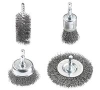 kwb Jeu de brosses métalliques pour perceuses avec support E 6.3 en fil d'acier, embouts pour visseuse sans fil pour le métal, par ex. pour enlever la rouille ou la peinture, jeu