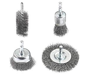 kwb Jeu de brosses métalliques pour perceuses avec support E 6.3 en fil d'acier, embouts pour visseuse sans fil pour le métal, par ex. pour enlever la rouille ou la peinture, jeu