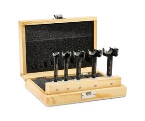 kwb Jeu de forets forestiers 5 pièces (15-35 mm, longueur 88 mm, queue hexagonale, trous de perçage sans éclats, longue durée de vie, pour bois dur/doux, cassette à bois incluse)