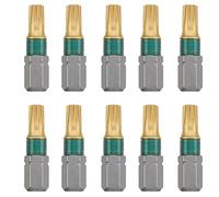 kwb Jeu d'embouts en titane - Jeu de 10 embouts Torx T 25 25 mm, universel, jeu de tournevis, hexagonal 1/4 pouce extérieur