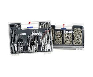 kwb Kit de 300 embouts, chevilles, forets, coffret avec embouts, forets à bois, forets à métal & forets à pierre - différentes chevilles universelles de 5 à 10 mm