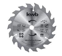 kwb Lame de scie circulaire 140 x 12,75 mm, coupe rapide, qualité moyenne, lame de scie adaptée aux bois tendres et durs, aux panneaux lattés et aux panneaux d'agglomérés