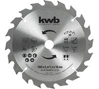 kwb lame de scie circulaire 160 x 16 mm, coupe rapide, qualité moyenne, lame de scie adaptée au bois tendre et dur, aux panneaux lattés et aux panneaux d'agglomérés