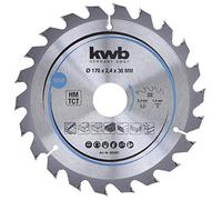 kwb lame de scie circulaire 170 x 30 mm, coupe rapide, lame de scie adaptée au bois tendre et dur, aux panneaux lattés et aux panneaux d'agglomérés