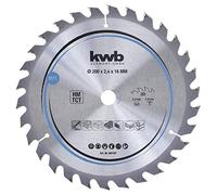 kwb Lame de scie circulaire 200 x 16 mm - Coupe rapide, dents en métal dur, Convient pour le bois tendre et dur, les panneaux lattés et les panneaux d'agglomérés