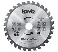 kwb Lame de scie circulaire 210 x 30 mm, coupe rapide, qualité moyenne, lame de scie adaptée pour le bois tendre et dur, les panneaux de menuisier et les panneaux de particules