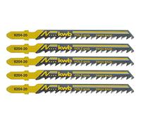 kwb Lames de scie sauteuse pour le bois en acier HCS flexible avec tige à une came (tige en T), denture en plongée, épaisseur de lame extra-épaisse, tranchant durable, laquées noir, grossières