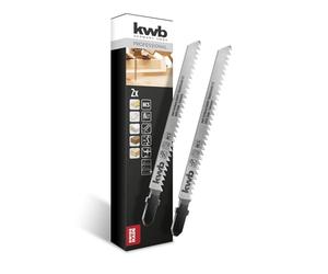 kwb Lames de scie sauteuse pour le bois en acier HCS flexible avec tige à une came (tige en T), denture en plongée, transport optimal de la sciure, tranchant durable, extra-longues, coupe grossière