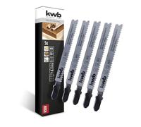kwb Lames scie sauteuse bois HCS, flexibles, tige T, coupe fine et nette, forme de dent opposée, évacuation efficace de la sciure, grande longévité