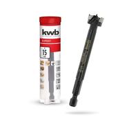 kwb Mèche à bois, Ø 15 mm, mèche à cloche (pour le bois, tête de perçage forgée, affûtage spécial, trous de perçage rapides et sans éclats, pointe de centrage affûtée sur 4 côtés, longue durée de vie)