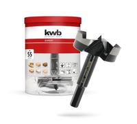 kwb Mèche à bois, Ø 55 mm, mèche à cloche (pour le bois, tête de perçage forgée, affûtage spécial, trous de perçage rapides et sans éclats, pointe de centrage affûtée sur 4 côtés, longue durée de vie)